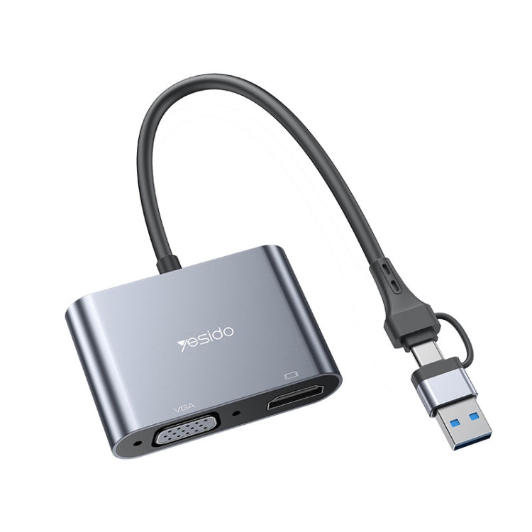 Adattatore schermo diviso HDTV con interfaccia USB-C / Type-C Yesido HM15 + USB 2.0, HM15 Adattatore schermo diviso HDTV con interfaccia USB-C / Type-C Yesido HM15 + USB 2.0, HM15